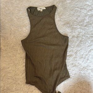 Privacy Please Green Fitted Sleeveless Bodysuit